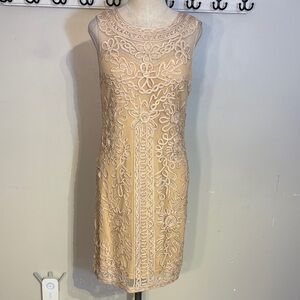 JS Collections Beige Embroidered Midi Dress size 12